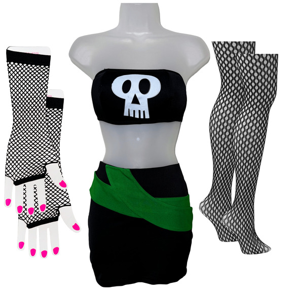New small Sam Manson Danny Phantom Halloween Cosplay Costume Set Outfit Fishnets - Picture 1 of 5